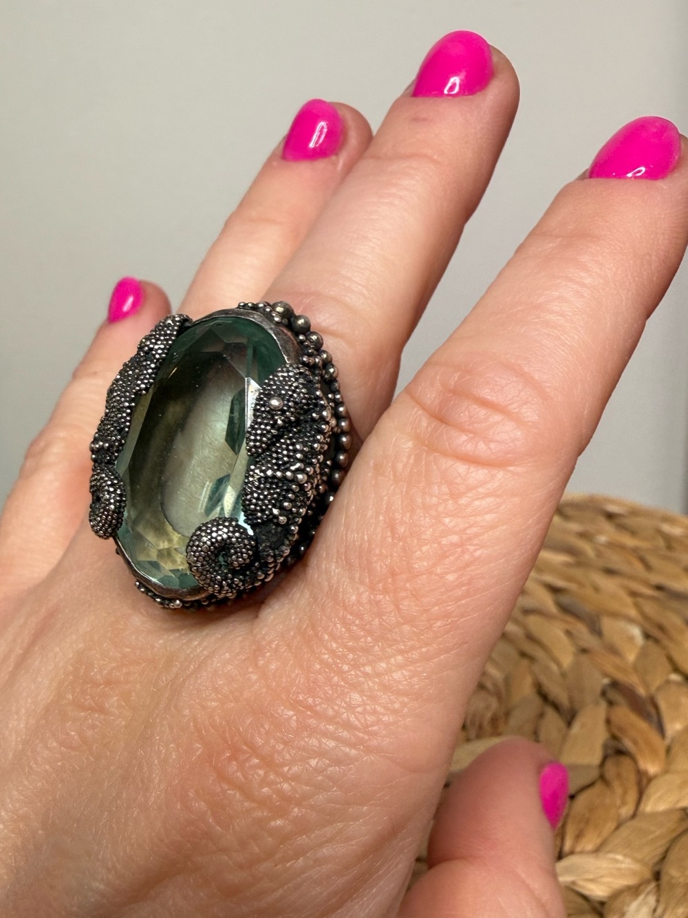 Sajen Silver Ring Aqua Sea Horse Sterling 925 Offerings Jewelry